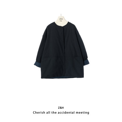 ZH【清晨海雾】圆领纯色简约款羽绒服女长袖洋气