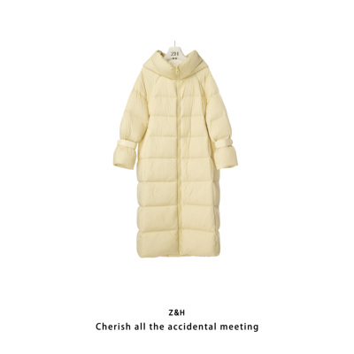 ZH【暖场主角】长袖女加厚连帽长款羽绒服