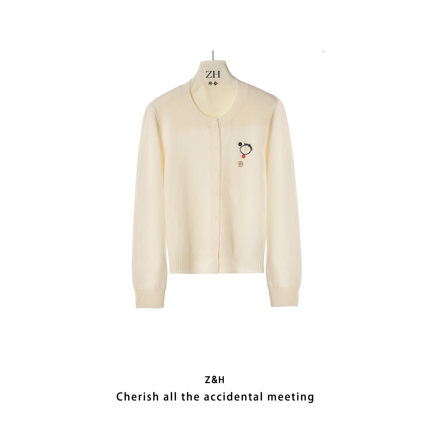 ZH【浪漫雪淞】圆领纽扣针织开衫女宽松百搭毛衣外套显瘦上衣