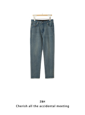 ZH【晚风捎信】纯色简约款牛仔裤女舒适