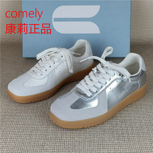 comely康莉正品撤柜真皮德训鞋女春秋拼色平底休闲百搭板鞋女单鞋