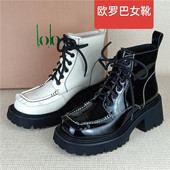 品牌撤柜断码 处理亮皮女靴厚底增高百搭单里潮流漆皮马丁靴短靴女