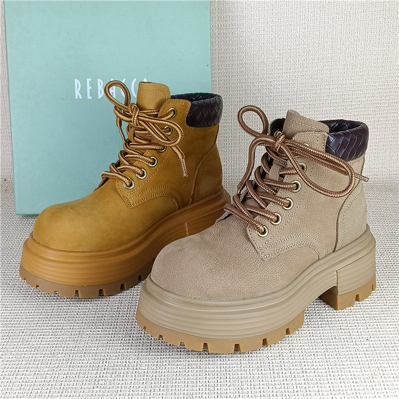 瑞贝卡专柜正品撤柜断码真皮马丁靴厚底增高小个子靴百搭大黄短靴,女鞋,马丁靴,淘宝优惠券,粉丝福利购,淘宝优惠卷