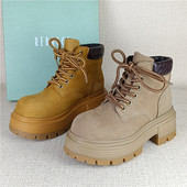 瑞贝卡专柜正品 撤柜断码 真皮马丁靴厚底增高小个子靴百搭大黄短靴