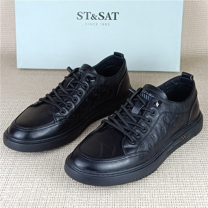 星期六男鞋正品撤柜处理真皮男士休闲百搭鞋春季牛皮套脚平底单鞋