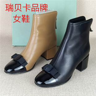 瑞贝卡品牌撤柜肚腩处理真皮马丁靴高跟秋冬款靴子羊皮单里女短靴