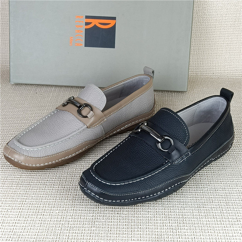 瑞贝卡正品撤柜断码处理真皮男鞋休闲百搭潮流软底豆豆鞋男士驾车