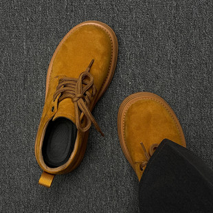 低帮马丁靴男士 美式 大头 休闲皮鞋 鞋 复古德比鞋 翻毛皮大黄靴工装
