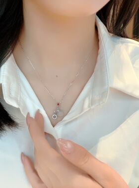 S925银纯银白玉髓福袋2.4克左右纯银项链不褪色礼盒礼袋新年顺丰3