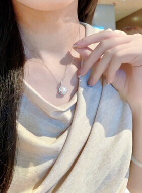 S925银纯银淡水珍珠L纯银项链不褪色礼盒礼袋新年顺丰3