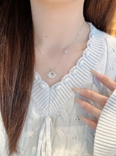 S925银纯银新款拉丝祥云项链不褪色新年送礼盒礼袋顺丰1