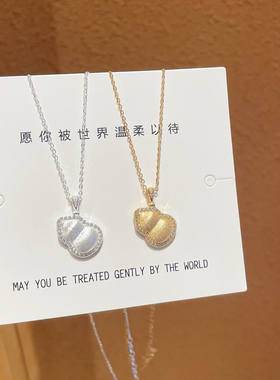 S925银新款拉丝葫芦项链不褪色送礼盒礼袋顺丰包邮6