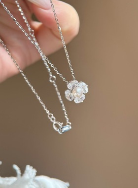 S925银纯银淡水珍珠花花纯银项链不褪色圣诞送礼盒礼袋顺丰11