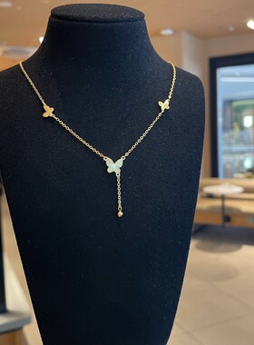 S925银纯银蝴蝶流苏纯银项链不褪色礼盒礼袋新年顺丰3