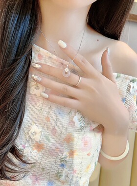 S925银纯银新款白玉髓平安扣纯银项链不褪色礼盒礼袋新年顺丰3