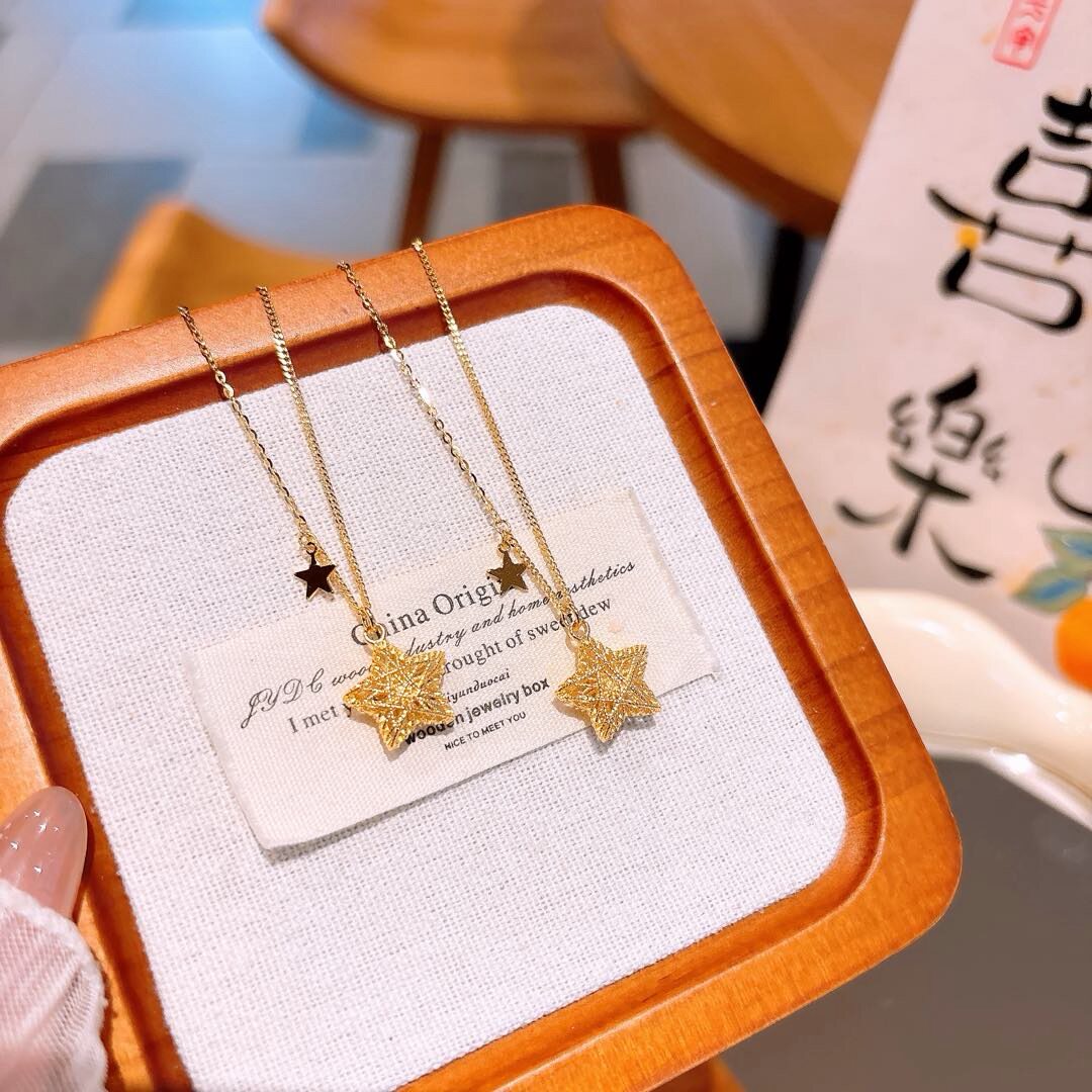 S925银新款镂空幸运星银项链不褪色顺丰包邮6