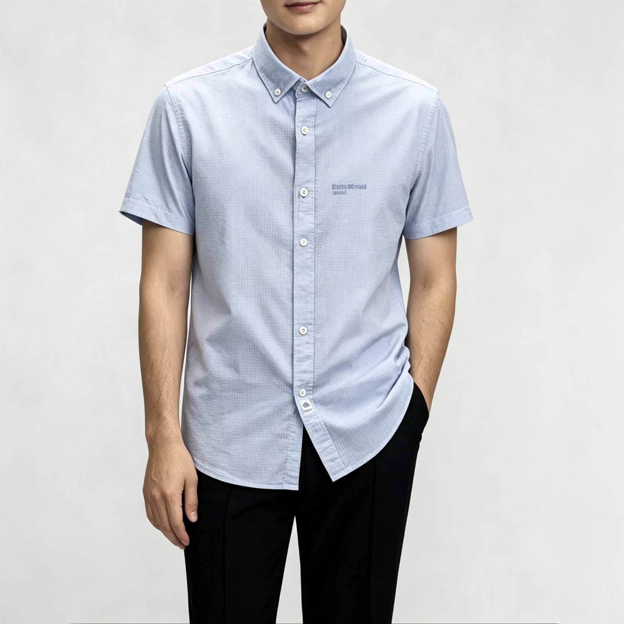 小敏家|亚麻衬衫男士短袖男款半袖五分袖棉麻衬衣服男装休闲夏季