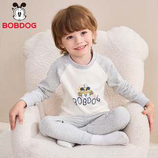 男童长袖 韩版 家居服睡衣 套装 100%全棉260克巴布豆儿童秋衣秋裤