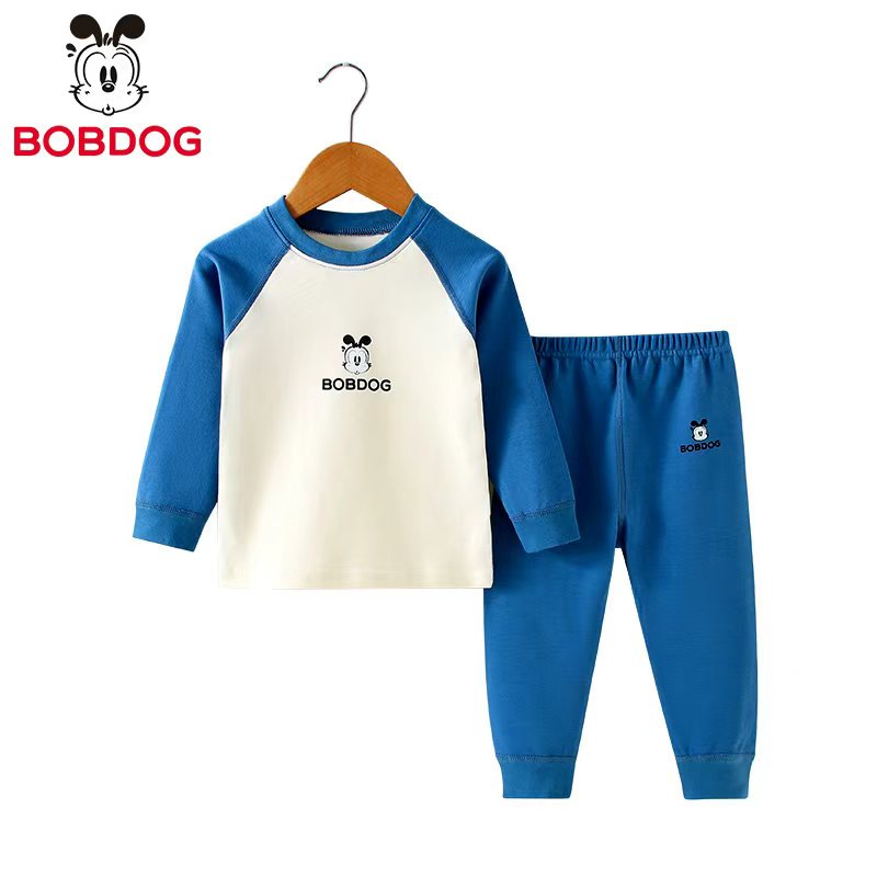 100%全棉260克秋冬巴布豆儿童秋衣秋裤套装韩版男童家居服睡衣