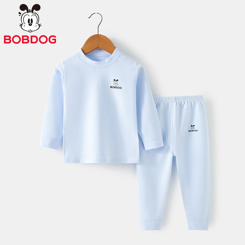 100%全棉260克巴布豆儿童秋衣秋裤套装韩版男童长袖家居服睡衣
