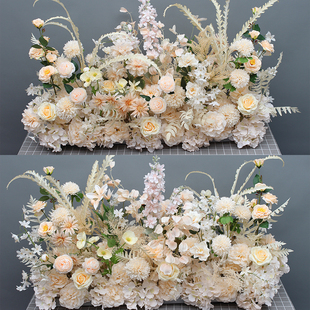 新款婚庆大款地排花高档芒草花排彷真绢花成品花墙路引花挂花花艺