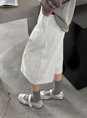 橘芷夏季新款韩系工装7分裤高腰宽松休闲阔腿裤夏季不闷热8001-1