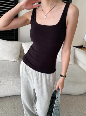 司南 秋季新款 自带胸垫 醋酸天丝羊毛方领吊带背心打底 SN9192