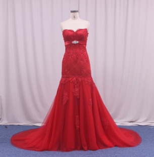 新款红色晚礼服长裙酒红色拖尾敬酒服年会艺考成人礼晚装