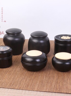 红木小罐子印泥茶叶小收纳盒