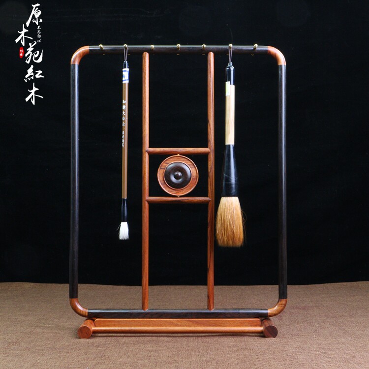 新款红木酸枝木笔架黑檀木毛笔挂文房用品木质古典笔架实木笔挂