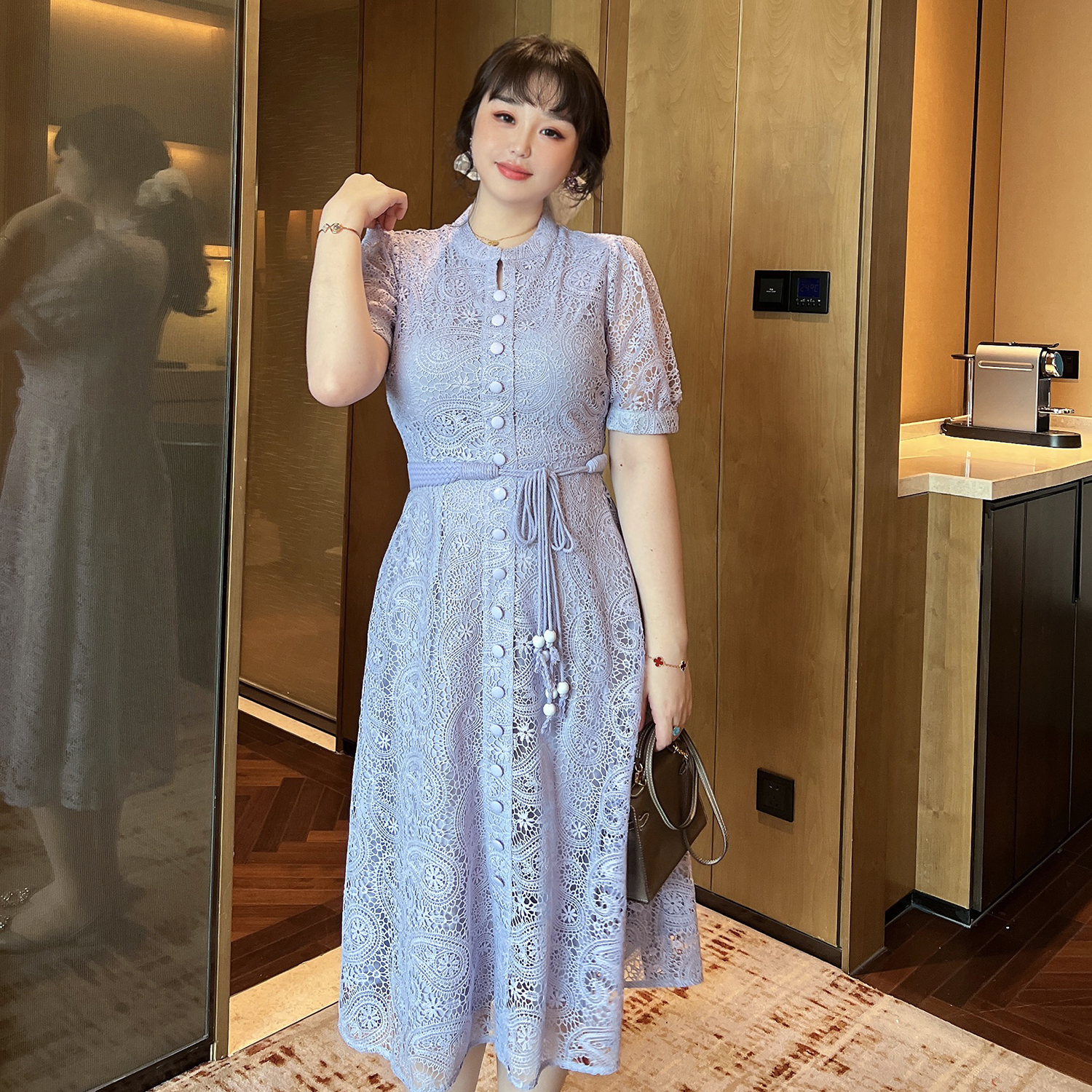 大码女装2025年新款蕾丝连衣裙