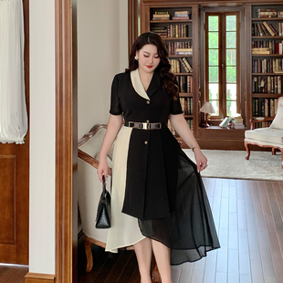 赫本风轻奢复古时尚 GLEC大码 新款 女装 优雅荷叶边连衣裙 2025年夏季