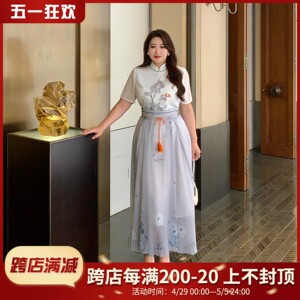 大码女装中国风改良汉服两件套