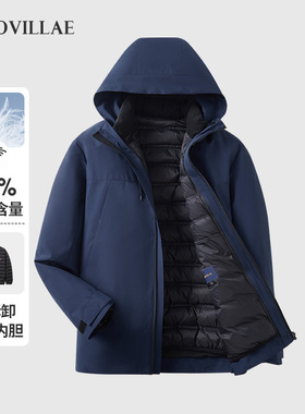 polovillae保罗男士专柜可脱卸内胆保暖羽绒服男通勤外套AOQW250
