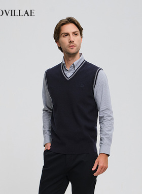 Polovillae保罗男士特价商务休闲V领针织背心男装日常马甲APQF006