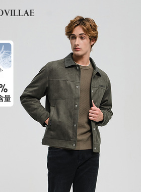 polovillae保罗男士翻领复古工装软保暖羽绒服男潮流外套AOQW310