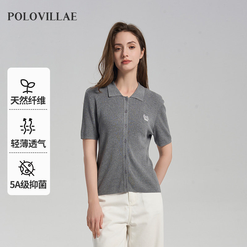 polovillae保罗威特女士专柜简约翻领舒适透气夏季短袖t恤BZRH738