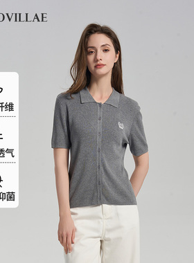 polovillae保罗威特女士专柜简约翻领舒适透气夏季短袖t恤BZRH738