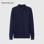 厚款 Polovillae保罗威特专柜同款 男士 简约半拉链针织毛衣APQF012