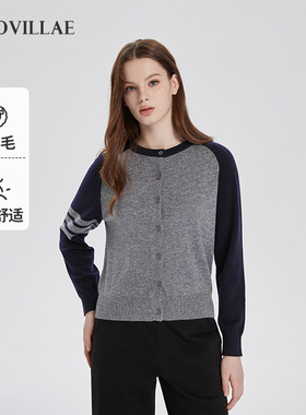 Polovillae女士专柜同款精品圆领薄款舒适柔软女毛衣外套APQF728