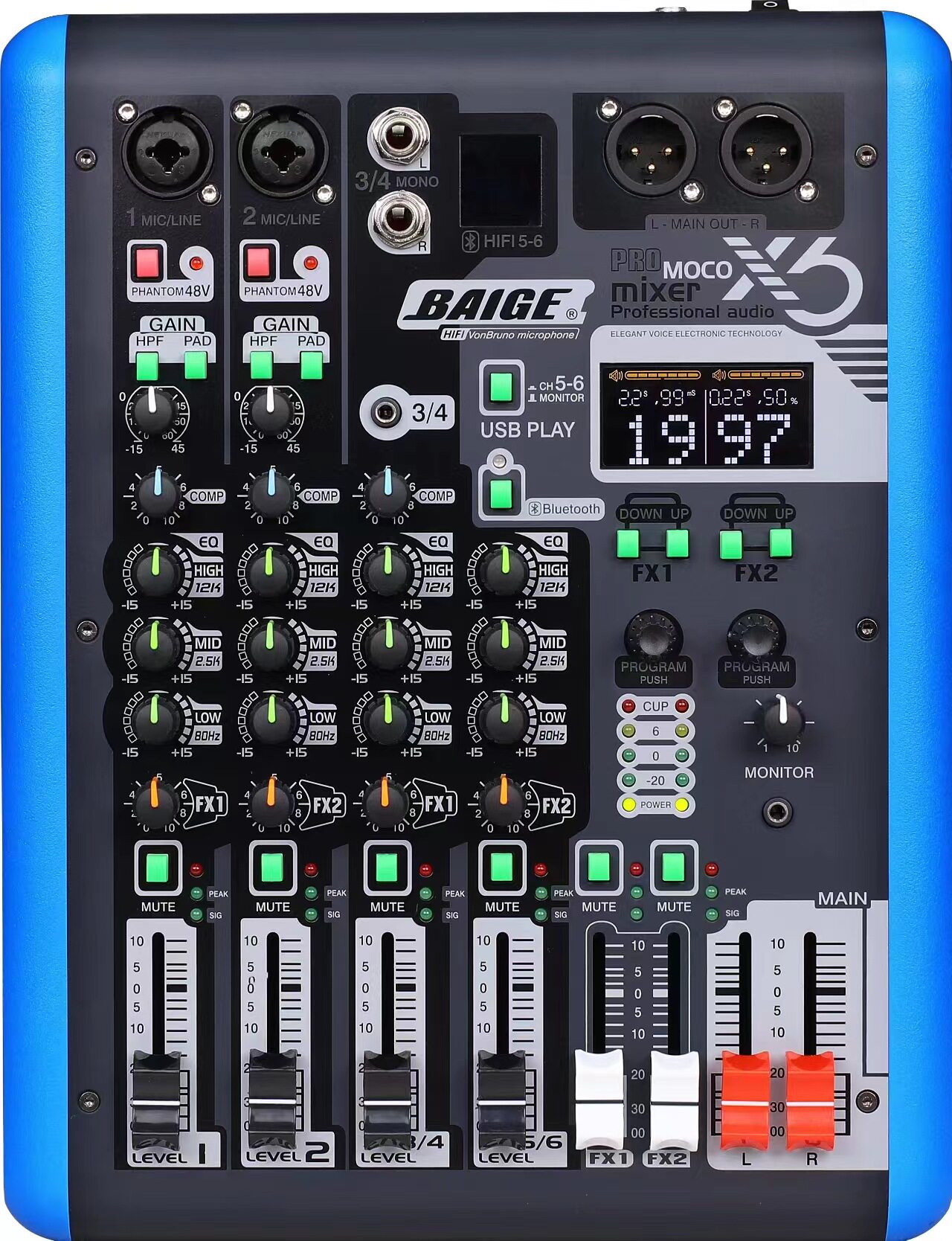 佰歌魔鬼MOCOX6路直播专业调音台OTG直连立体声AD/DA芯片高清音质