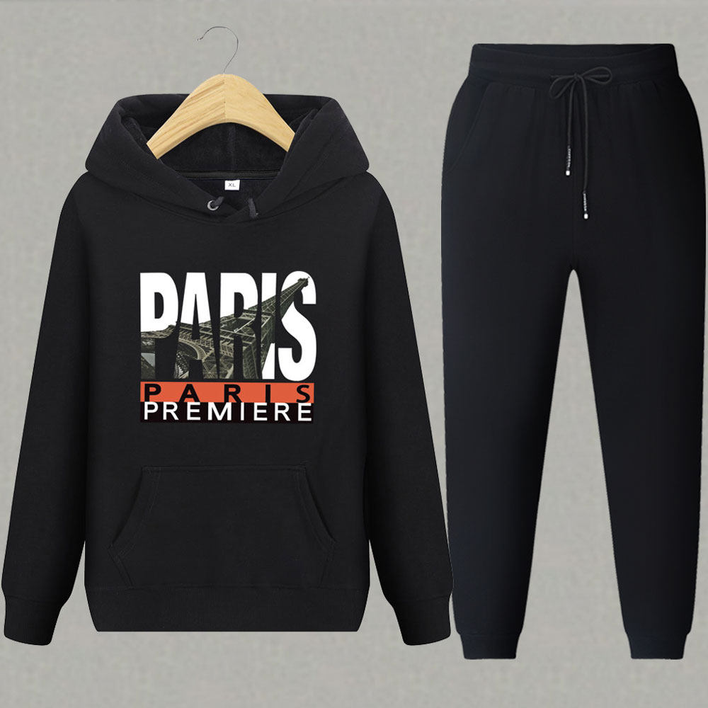 【薄款/加绒】纯棉男卫衣套装外套裤子大码连帽宽松大码休闲运动