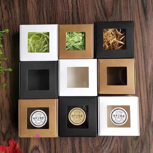 纯色包装盒西点礼物pvc透明手工皂香皂小纸盒牛皮纸盒饰品盒定制