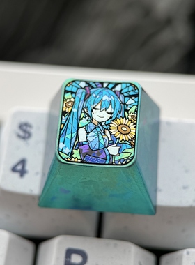 钛次元 初音向日葵 钛合金个性彩色金属键帽  二次元动漫ESC绿色
