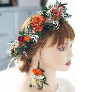 森系新娘花环真花头饰永生干花发饰超仙儿童发饰头箍结婚头花拍照