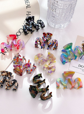 韩国博主同款百搭M形醋酸发夹后脑勺中号盘发鲨鱼夹发饰