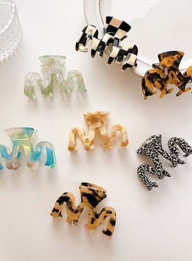 新款韩国时尚简约几何m抓夹小号方形盘发发抓发夹鲨鱼夹