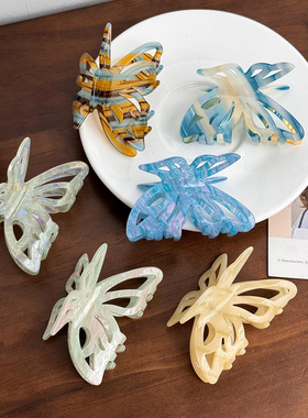 朵薇饰品感立体醋酸蝴蝶抓夹后脑勺百搭镂空鲨鱼夹盘发夹发饰