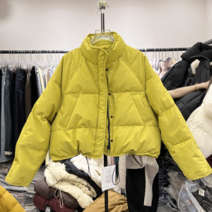 小个子羽绒服女立领面包服2024冬季新款时尚设计感白鸭绒短款上衣