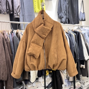 配围脖简约休闲短款羽绒服女2025冬季韩版气质加厚白鸭绒外套959